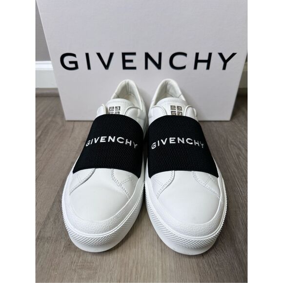 GIVENCHY Logo Leather City Sport Slip-on Sneakers Black & White Size US 11 $675 - Picture 7 of 12